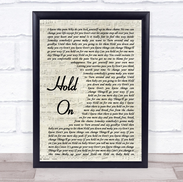 Wilson Phillips Hold On Song Lyric Vintage Script Quote Print