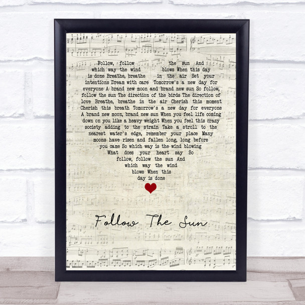 Xavier Rudd Follow The Sun Script Heart Quote Song Lyric Print