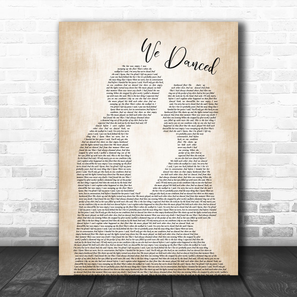 Brad Paisley We Danced Man Lady Bride Groom Wedding Song Lyric Poster Print