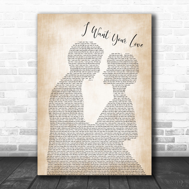CHIC I Want Your Love Man Lady Bride Groom Wedding Song Lyric Poster Print