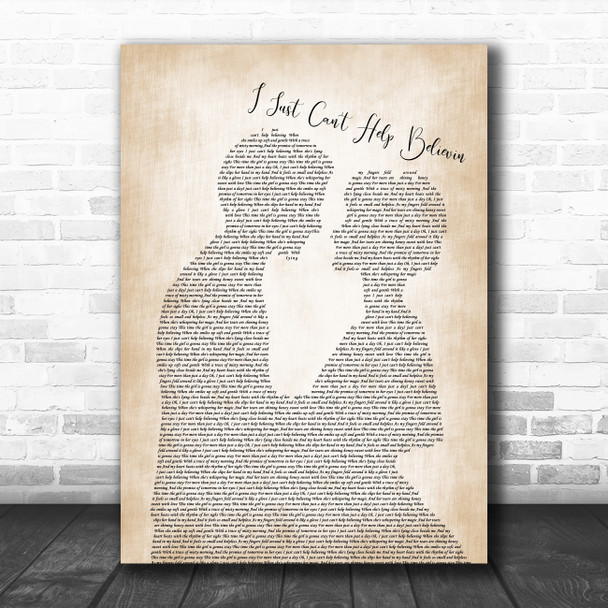 Elvis Presley I Just Can't Help Believin Man Lady Bride Groom Wedding Song Lyric Poster Print