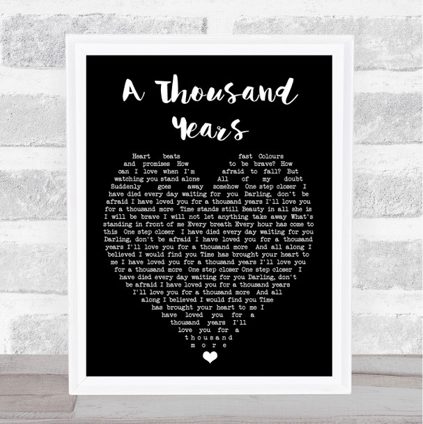 A Thousand Years Christina Perri Black Heart Song Lyric Music Wall Art Print