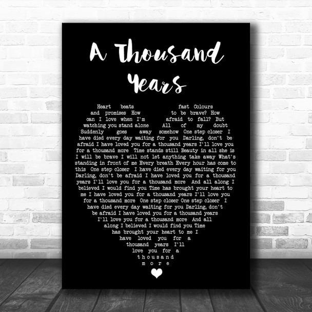 A Thousand Years Christina Perri Black Heart Song Lyric Music Wall Art Print