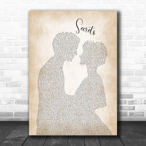 OneRepublic Secrets Man Lady Bride Groom Wedding Song Lyric Poster Print