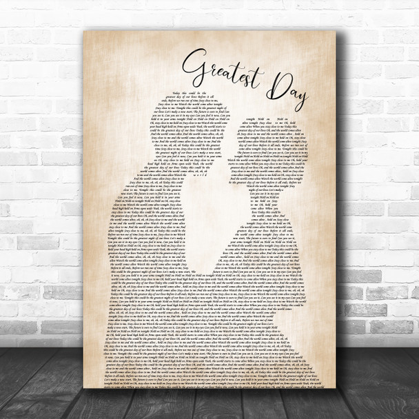 Take That Greatest Day Man Lady Bride Groom Wedding Song Lyric Poster Print