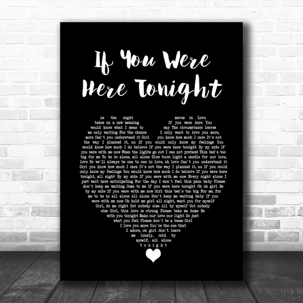 Alexander O'Neal If You Were Here Tonight Black Heart Song Lyric Poster Print