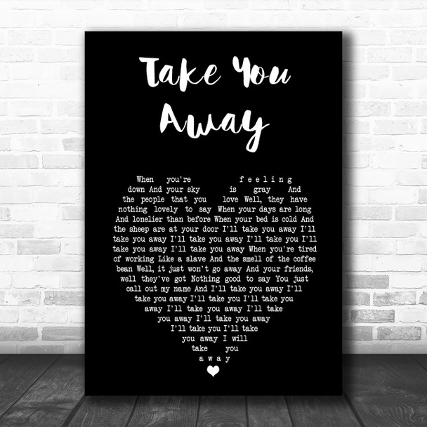 Angus & Julia Stone Take You Away Black Heart Song Lyric Poster Print