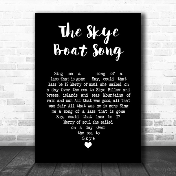 Bear McCReary The Skye Boat Song Black Heart Song Lyric Poster Print