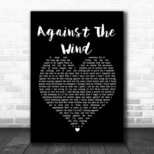 Bob Seger Against The Wind Black Heart Song Lyric Poster Print