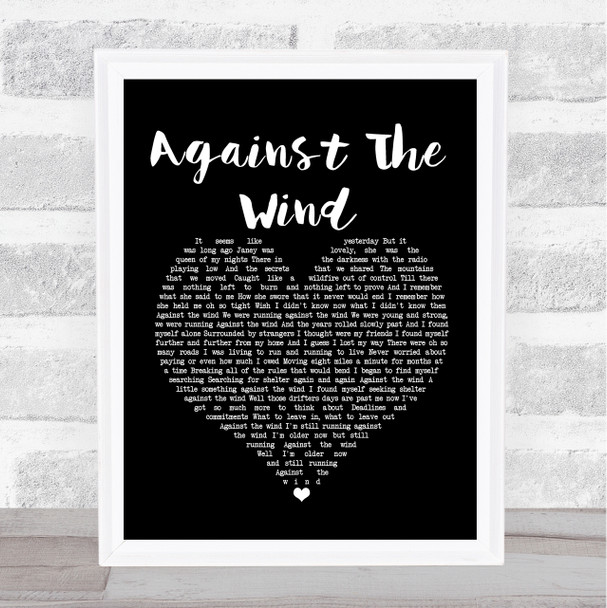 Bob Seger Against The Wind Black Heart Song Lyric Poster Print