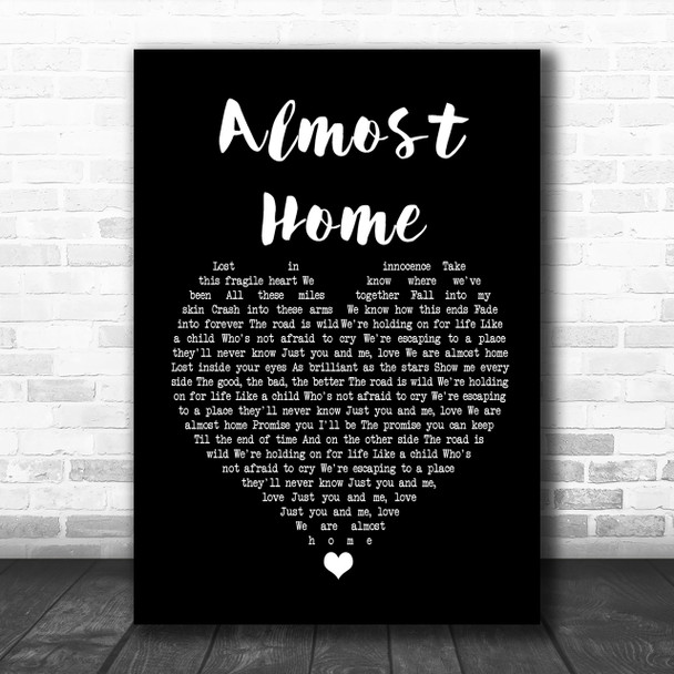 Alex & Sierra Almost Home Black Heart Song Lyric Music Wall Art Print