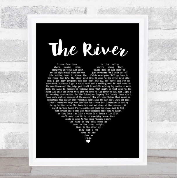 Bruce Springsteen The River Black Heart Song Lyric Poster Print