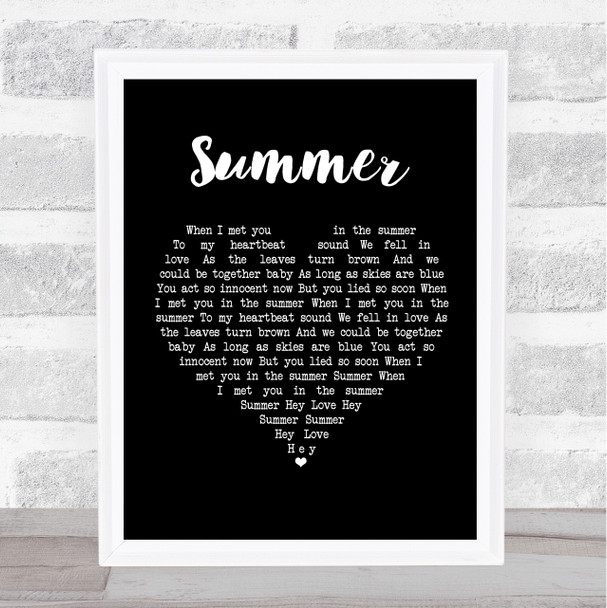 Calvin Harris Summer Black Heart Song Lyric Poster Print