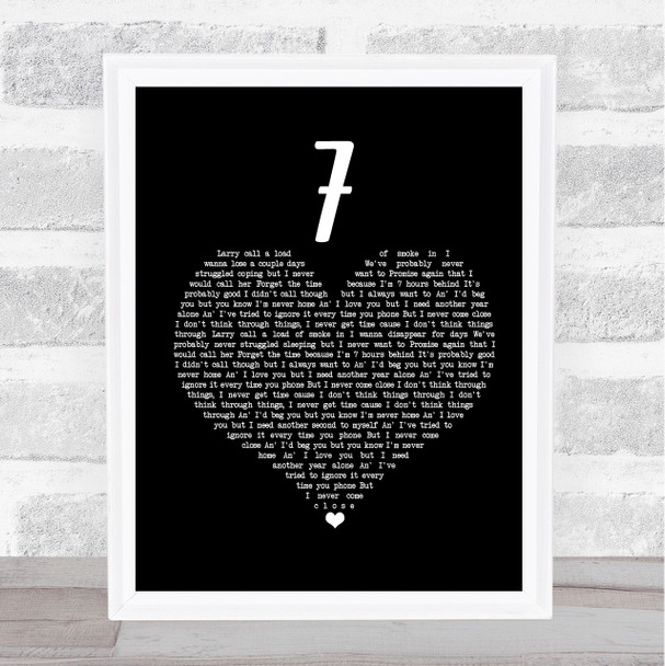 Catfish And The Bottlemen 7 Black Heart Song Lyric Poster Print