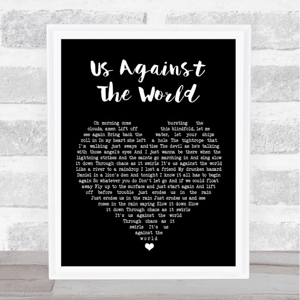 Coldplay Us Against The World Black Heart Song Lyric Poster Print