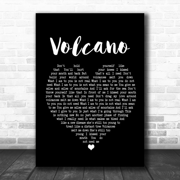 Damien Rice Volcano Black Heart Song Lyric Poster Print