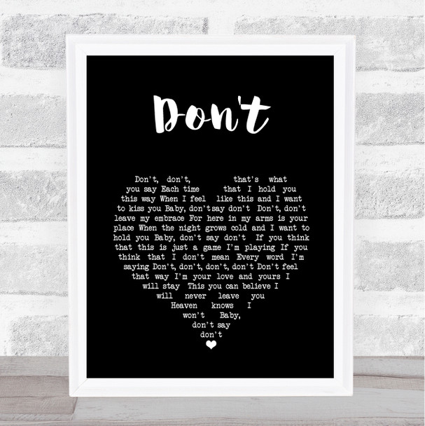 Elvis Presley Don't Black Heart Song Lyric Poster Print