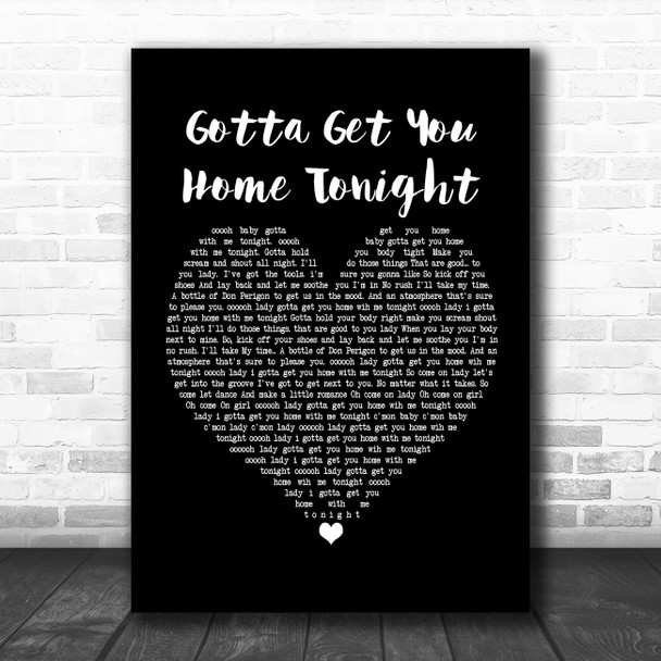 Eugene Wilde Gotta Get You Home Tonight Black Heart Song Lyric Poster Print
