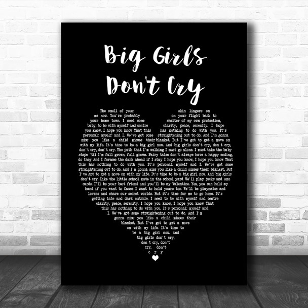Fergie Big Girls Don't Cry Black Heart Song Lyric Poster Print