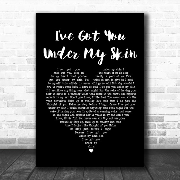 Frank Sinatra I've Got You Under My Skin Black Heart Song Lyric Poster Print