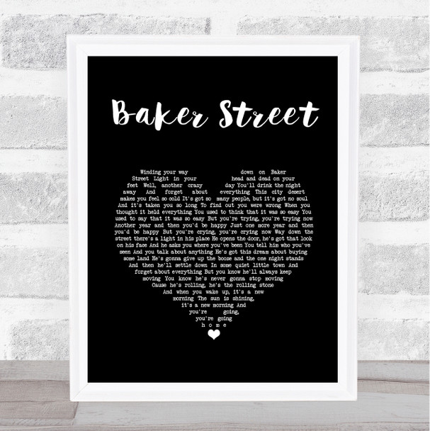 Gerry Rafferty Baker Street Black Heart Song Lyric Poster Print