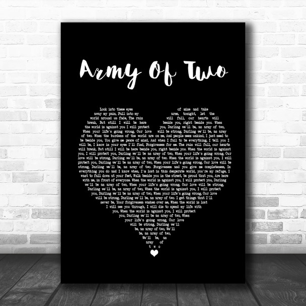 Josh Doyle Army Of Two Black Heart Song Lyric Poster Print