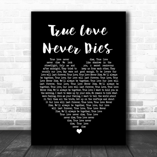 Kylie Minogue True Love Never Dies Black Heart Song Lyric Poster Print