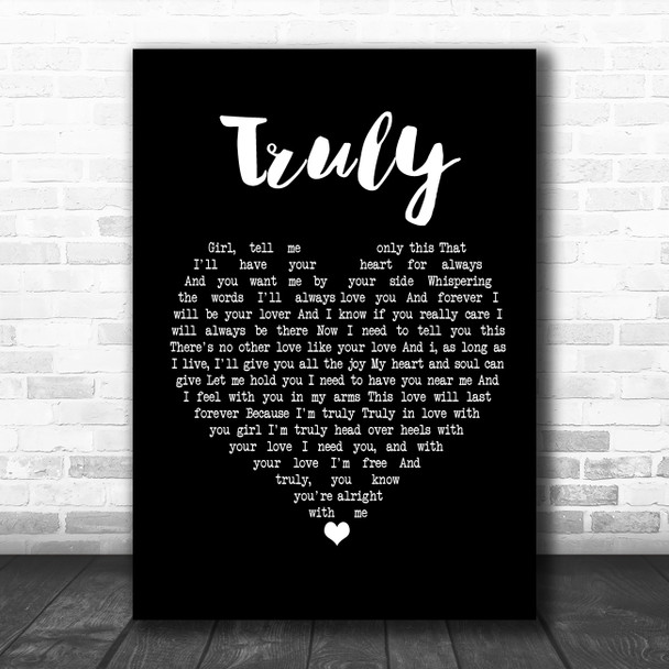 Lionel Richie Truly Black Heart Song Lyric Poster Print