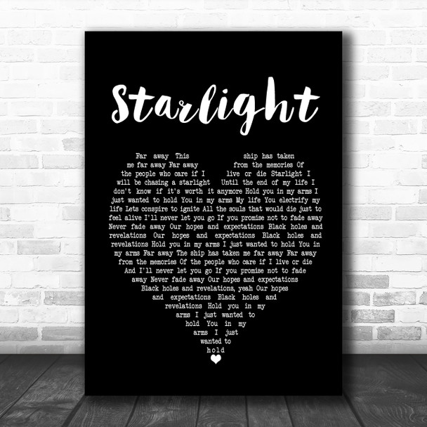 Muse Starlight Black Heart Song Lyric Poster Print