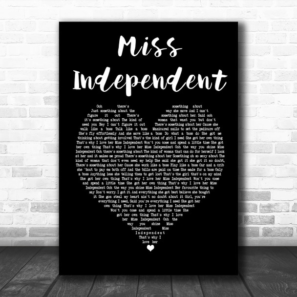 Ne-Yo Miss Independent Black Heart Song Lyric Poster Print