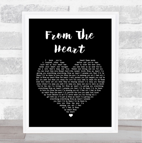 Another Level From The Heart Black Heart Song Lyric Music Wall Art Print
