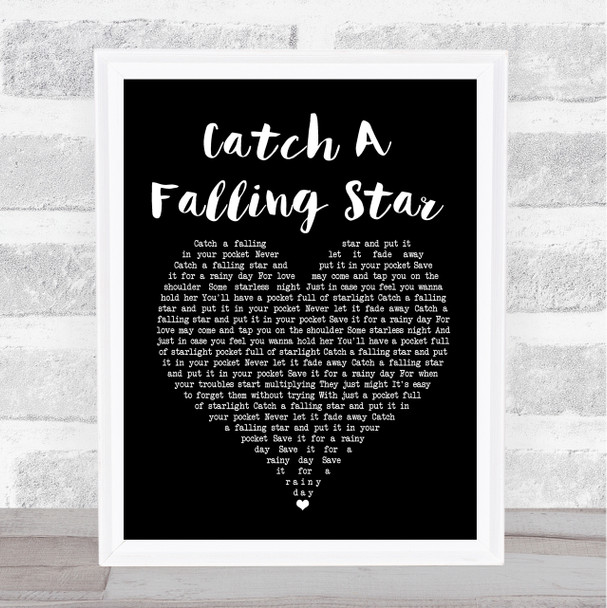 Perry Como Catch A Falling Star Black Heart Song Lyric Poster Print