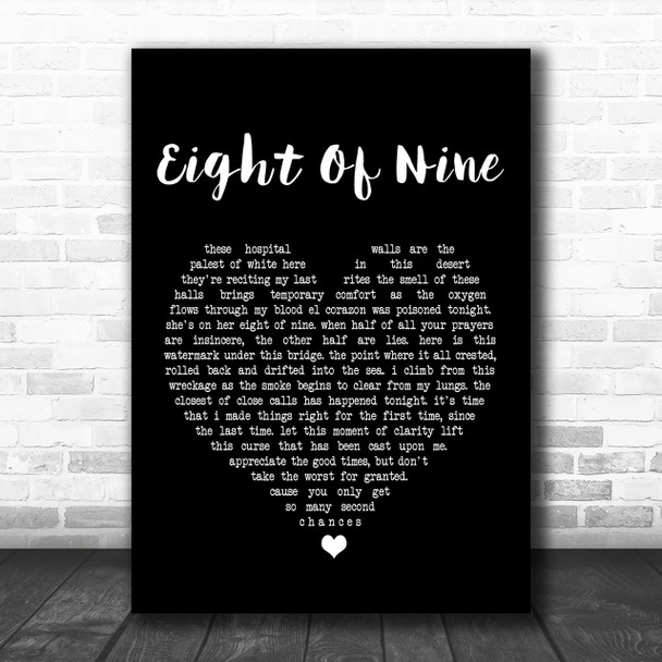 Ataris Eight Of Nine Black Heart Song Lyric Music Wall Art Print