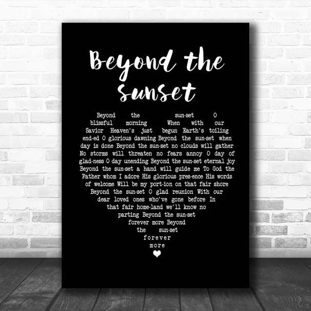 Slim Whitman Beyond the sunset Black Heart Song Lyric Poster Print