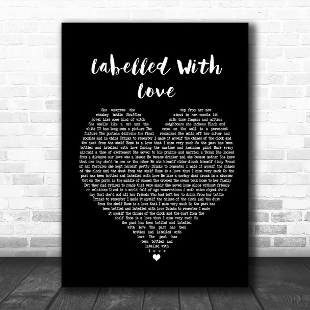 Squeeze Labelled With Love Black Heart Song Lyric Poster Print