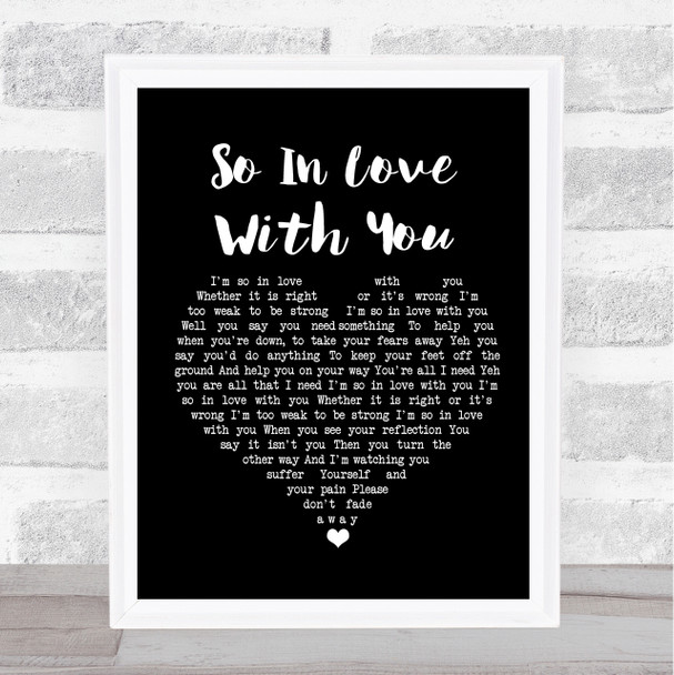 Texas So In Love With You Black Heart Song Lyric Poster Print