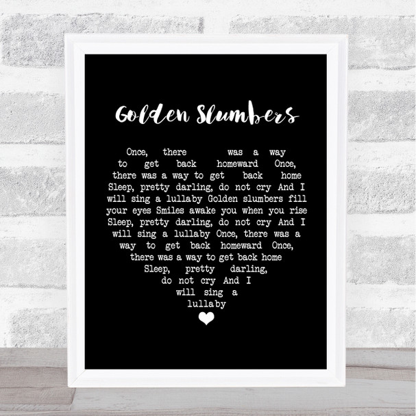 The Beatles Golden Slumbers Black Heart Song Lyric Poster Print