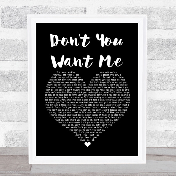 The Human League Don't You Want Me Black Heart Song Lyric Poster Print