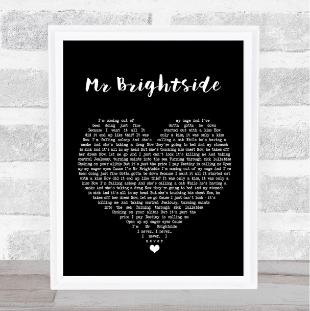 The Killers Mr Brightside Black Heart Song Lyric Poster Print