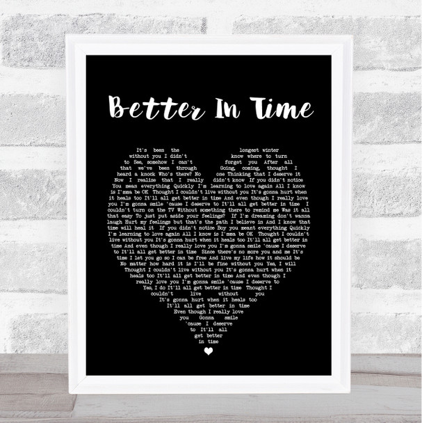 Better In Time Leona Lewis Black Heart Song Lyric Music Wall Art Print