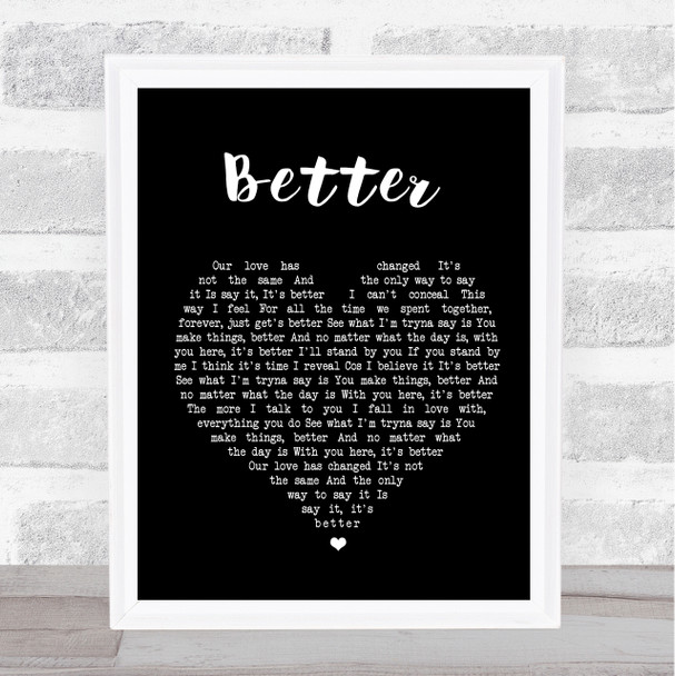 Tom Baxter Better Black Heart Song Lyric Poster Print