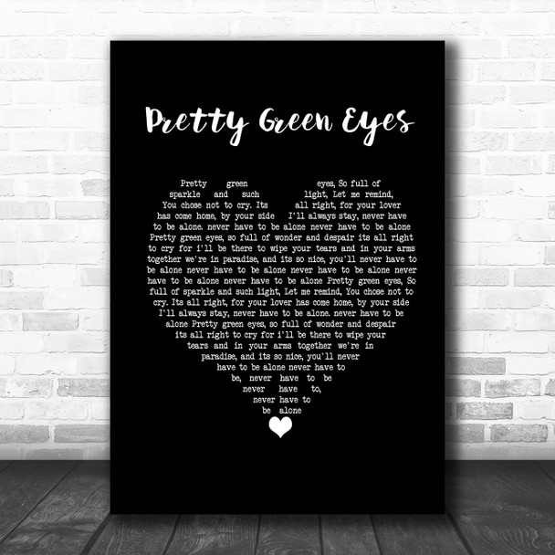 Ultrabeat Pretty Green Eyes Black Heart Song Lyric Poster Print