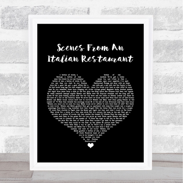 Billy Joel Scenes From An Italian Restaurant Black Heart Song Lyric Music Wall Art Print