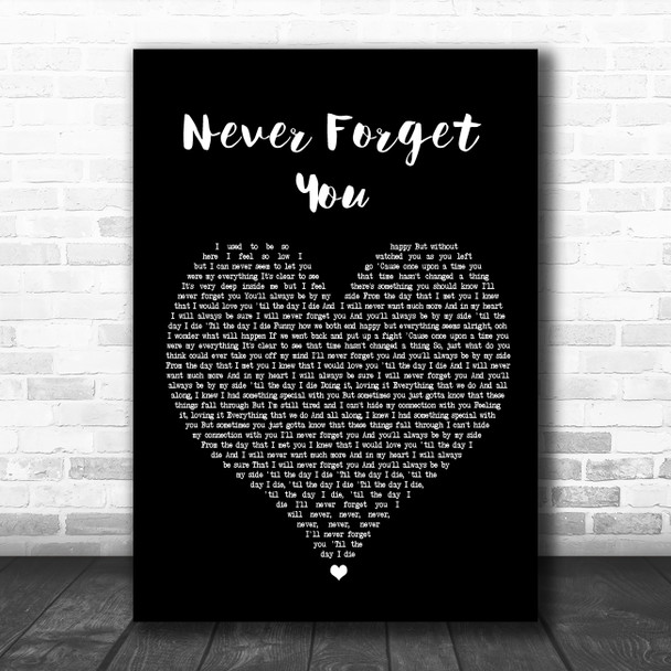 Zara Larsson Never Forget You Black Heart Song Lyric Poster Print
