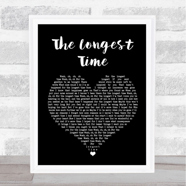 Billy Joel The Longest Time Black Heart Song Lyric Music Wall Art Print