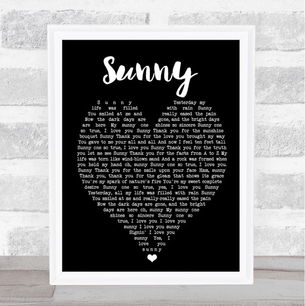 Bobby Hebb Sunny Black Heart Song Lyric Music Wall Art Print