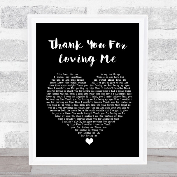 Bon Jovi Thank You For Loving Me Black Heart Song Lyric Music Wall Art Print