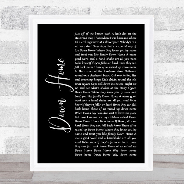 Alabama Down Home Black Script Song Lyric Poster Print