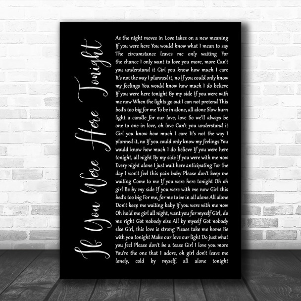 Alexander O'Neal If You Were Here Tonight Black Script Song Lyric Poster Print