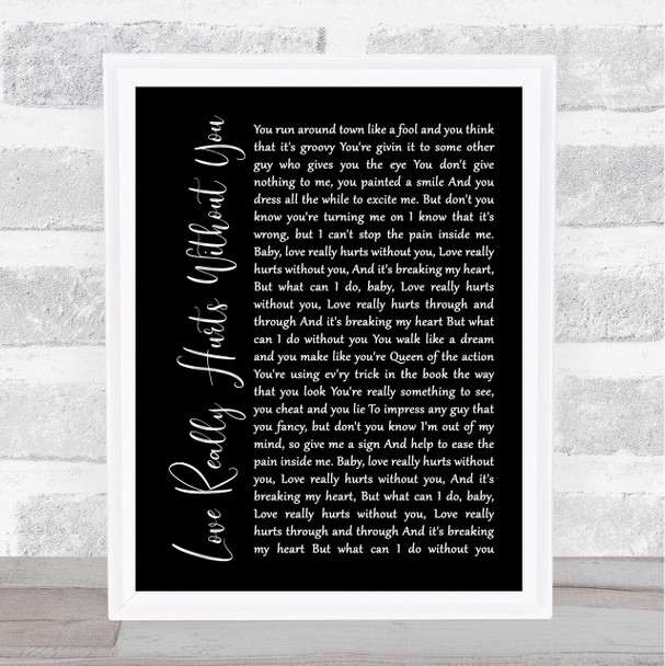 Billy Ocean Love Really Hurts Without You Black Script Song Lyric Poster Print